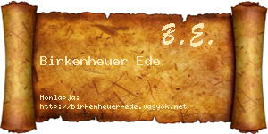 Birkenheuer Ede névjegykártya